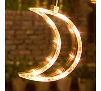 FAHOI Christmas Sucker LED Lights - Window & Hanging Lights with Sucker Cup, Waterproof for Wedding Party, Garden, Bedroom & Window Decoration (Moon)