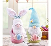 FAHOI Easter Bunny Gonk Ornament, Easter Rabbit Plush Gnome Handmade Gonks Dolls Mini Faceless Tomte Dwarf Elf Home Decoration for Easter Gifts (Pink+Green)