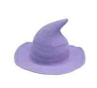 FAHOI Halloween Witch Hat for Womens, Adult Kinitted-Wool Wizard Hats for Halloween Masquerade Cosplay Party Accessories (Purple)