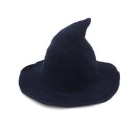 FAHOI Halloween Witch Hat for Womens, Adult Kinitted-Wool Wizard Hats for Halloween Masquerade Cosplay Party Accessories (Navy blue)