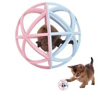 FAHOI Interactive Cat Toy Plastic Cat Ball Toy with Fake Mouse for Playing, Chasing, Chewing, Training (Blue+Pink)