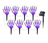FAHOI Light up Halloween Ghost Hand, Solar Skeleton Hands Stakes, Horror Outdoor Garden Lamp Skull Hand Ornament Props for Halloween Party Decoration (White, 8 Lights)