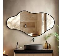 Fahomiss Asymmetrical Wall Mirror, 50 * 110 Black Irregular Abstract Shatter-Proof Aluminum Alloy Decorative Wavy Framed Mirrors for Bathroom, Bedroom, Cloakroom, Entryway