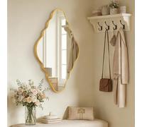 Fahomiss Diamond Wall Mirror with Brushed Aluminium Alloy Frame & Shatterproof Glass for Bathroom, Entryway, Living Room