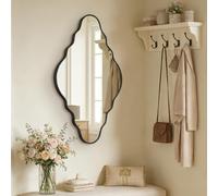 Fahomiss Diamond Wall Mirror with Brushed Aluminium Alloy Frame & Shatterproof Glass for Bathroom, Entryway, Living Room