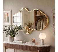 Fahomiss Wall Mirror with Irregularly Shaped Metal Frame - Decorative Design Mirror