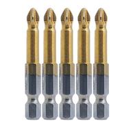 Fahou 5Pcs Titanium Coated 1/4" Hex Shank PH2 50mm Anti Slip Electric Screwdriver Bits