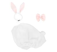 Fahoujs 3Pcs Spring Geese Costume Set Bunnies Cosplay Outfit with Bowtie Headband for 23Inch Statue Easter Wedding Decoration Bunnies Ear Geese Decoration for Easter