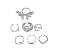 Fahoujs 7 Pieces Multipurpose Liquid Lavaed Butterfly Rings Collection Elegant Elegant Styles Jewelry Decoration For Daily Wear Individual Styles Rings