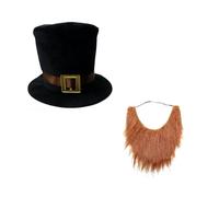 Fahoujs Abrahams Lincolns Costume Accessories Fake Beard Mustache Top Hat Presidents Day Costume Halloween Cosplay Costumes Presidents Day Costume