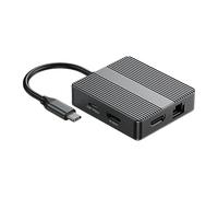 Fahoujs Aluminum USB C to HDTV Adapter 7 Port Expansion Dock with 1000Mbps RJ45 Ethernet USB3.2 Data Transfer Converter Aluminum Docking Station