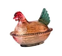 Fahoujs Crystal Glasses Candys Box Hen on Nest Candy Jars with Lid Dish Covered Table Decorations Dessert Plate Gift Jars with Lid Decorative