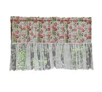 Fahoujs Elegant Semi Sheer Window Valance Lace Drape Window Covering Instantly Curtain Room Decoration Upgrades Polyester Lace Curtains
