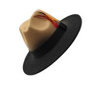 Fahoujs Flat Brims Hat for Masquerades Party Gentleman Wool Jazzy with Feathered Adult Concert Wool Caps Formal Headpiece Women Panama Hat