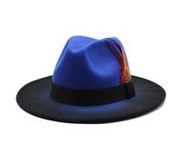 Fahoujs Flat Brims Hat for Masquerades Party Gentleman Wool Jazzy with Feathered Adult Concert Wool Caps Formal Headpiece Women Panama Hat