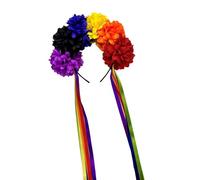 Fahoujs Floral Hairband Rainbow Rose Hair Hoop Halloween Decorative Tassels Role Play Costume Proms Party Live Show Headwear Black And Red Devil Costume Headbands