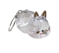 Fahoujs Funny Rabbits Shape Hair Storage Keepsakes Box Keychain Clear Pet Furs Collector Pendant Decors Pet Lover Gift Clear Themed Miniature Organizers