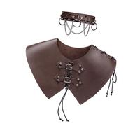 Fahoujs Halloween LARP Knights Cosplay Costume Accessories Medieval Faux Leather Pauldron Vikinges Shoulder Armour Studded Choker Medieval Faux Leather Pauldron