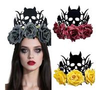 Fahoujs Halloween Rose Flower Crowns Headwear Witch Costume Accessory Lightweight Reusable Child Friendly Design Witch Rose Headpiece For Adults