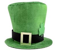 Fahoujs Homburg Party Hat Leprechaun Green Trim Top Green Porkpie For Boy Men Club Irish Holiday Accessories Leprechaun Hat Girl Kids Women
