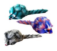 Fahoujs Interactive Cats Toy Plush Squeaky Animal With Colorful Feathered Encourage Active Play For Kittens Indoor 3PCS Chew Resistant Cats
