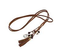 Fahoujs Ladies Beaded Waist Belt Delicate Fringe Decors Braided Belt Women Seaside Dress Waist Colorful Braided Women Thin Dress Coat Belts Girls Multicolor