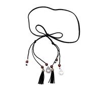 Fahoujs Ladies Beaded Waist Belt Delicate Fringe Decors Braided Belt Women Seaside Dress Waist Colorful Braided Women Thin Dress Coat Belts Girls Multicolor