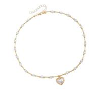 Fahoujs Modern Mixed Charm Pearls Pendant Necklace Adjustable Chain Collarbone Jewelry Sweet And Edgy Charm Neckwear Lightweight Pendant Necklace