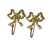 Fahoujs Pack of 2 Practical Cast Iron Bows Shaped Hooks for Secure Hanging of Coat Hats Keys Decorative Hangers Cast Iron Bows Hook Storage Hook Set Bows Shaped Hook Iron Wall Hook