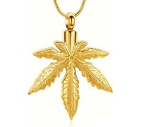 Fahoujs Pet Cremation Pendants with Elegant Maples Leaves Design for Loss Pet Families Rememberings Leakproof Seal Urn Necklace Stainless Steel Urn Pendants