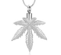Fahoujs Pet Cremation Pendants with Elegant Maples Leaves Design for Loss Pet Families Rememberings Leakproof Seal Urn Necklace Stainless Steel Urn Pendants