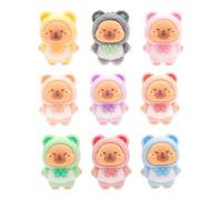 Fahoujs Playfuls Flocking Capybaras Desk 9Pack Safe Materials Miniature Decorations for Office Shelf Party Supplies Travel Capybaras Plushes Decoration