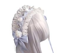 Fahoujs Punk Rivet Headband Lace Hair Hoop Bow Rock Headwear For Cosplay Unisex Rock Headwear Accessory
