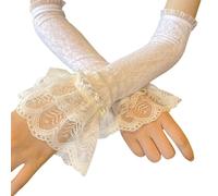 Fahoujs Removable Fakes Sleeves Lolitas False Cuff FlowerLayered Lace Oversleeve For Evening Parties And Weddings