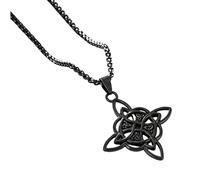 Fahoujs Retro Crucifix Pendant Necklace with Chinese Knot Design Gold Silver and Black Optional for Men Birthday Gift Cultural Charm Gift