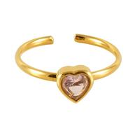Fahoujs Square/Heart/Flower Opening Rings Stainless Steel Geometric Zircon Finger Jewelry Accessory For Parties And Daily Wear Unique Gemstones