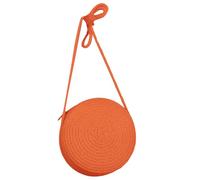 Fahoujs Straw Woven Bag Handwoven Shoulder Bag Solid Color Round Crossbody Bags For Girl Beach Large Capacity Cellphone Natural Fiber