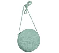 Fahoujs Straw Woven Bag Handwoven Shoulder Bag Solid Color Round Crossbody Bags For Girl Beach Large Capacity Cellphone Natural Fiber