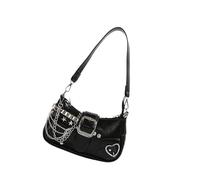 Fahoujs Stylish And Spacious Shoulder Bag With Buckles PU Leather Contemporary Underarm Bags For The Trendsetting Woman Chain Strap Bag