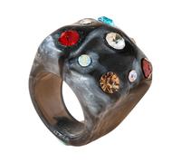 Fahoujs Stylish Folded Circles Rings Featuring Sparkling Crystal Stones in Trendy Designs Finger Jewelry for Fashion Accessories Resin Stone Rings