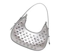 Fahoujs Stylish Studded Motorcycle Inspired Underarm Bag Convertible Shoulder Handbag Practical PU Large Capacity Fashionable Accessory Korean Studded Shoulder Bag