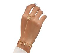 Fahoujs Trendy Real Gold Plated Zincs Alloy Hand Chain With Adjustable Length Stylish Accessory For Everyday Wear Versatile Gold Link Bracelets