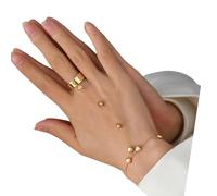 Fahoujs Trendy Real Gold Plated Zincs Alloy Hand Chain With Adjustable Length Stylish Accessory For Everyday Wear Versatile Gold Link Bracelets