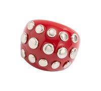 Fahoujs Unique Punk Aesthetic Open Rings Adorned by Diamonds Studs in Vintage Resin for Stylish and Comfortable Fit Rivet Rings