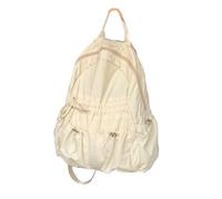 Fahoujs Unisex Korean Simple Solid Color Casual Nylon Backpack With Adjustable Straps Pleated Drawstring Pockets School Book Bag Casual Backpack