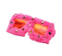 Fahoujs Vintage Furry Frame Oversized Sunglasses for Birthday Girl Polarized Crystal Lens Lightweight Hip Hop Party Shades Fashionable Crystal Embellished