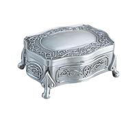 Fahoujs Vintage Inspired Alloy Jewelry Box Lined Compartment Antique Engraved Designs for Earrings Rings Necklaces Alloy Jewelry Box