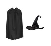 Fahoujs Witch Costume Accessories Wizard Hat with Witch Cloak Set Cosplay Halloween Costume Props for Dressing Up Party Cosplay Halloween Costumes for Women Adult