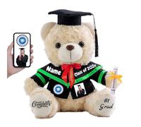 FAHOXUMR 2025 Graduation Teddy Bear with Text+Photo, Personalised Bear as 2025 Graduation Gifts for Him/Her as Kindergarten High School College Graduation Gift for Girls/Boy (8 IN-Text+Photo)