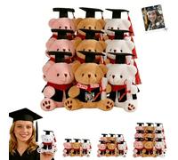 FAHOXUMR 3 to 18 Pcs Personalised Small Graduation Bear Bulk with Photo Text, 5 inch Personalised Graduation Teddy Bear 2026 as Grad Gifts for Kindergarten High School College Prom Party Decor